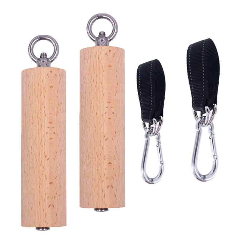 1 Pair Pull up Handle Wooden Grip Strengthener Exerciser Training Tools for Grip Strength Core Workout Rock Climbing Bouldering