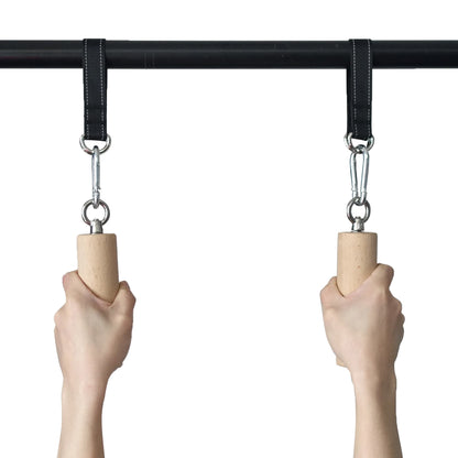 1 Pair Pull up Handle Wooden Grip Strengthener Exerciser Training Tools for Grip Strength Core Workout Rock Climbing Bouldering